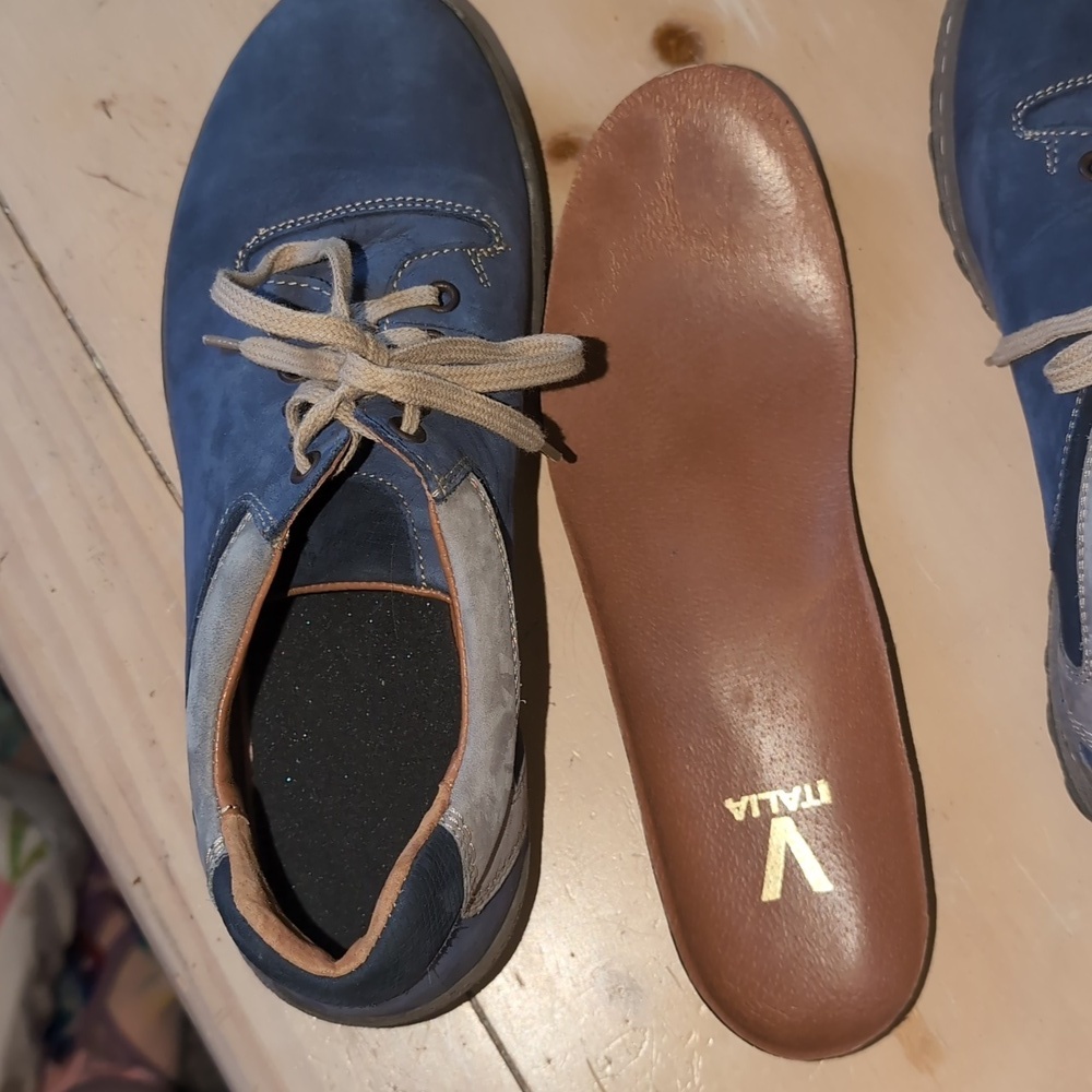 V Italia Blue and Gray Suede Sneakers - Picture 8 of 9